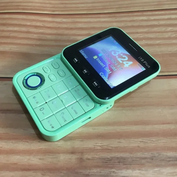 Téléphone portable i19 Plus avec curseur latéral rotatif à 90 °, téléphone portable, 2G, radio 101FM, lampe de poche, MP3 MP4, cartes EpiCards pour touristes, mini téléphone portable rotatif, 2.4" – Image 2