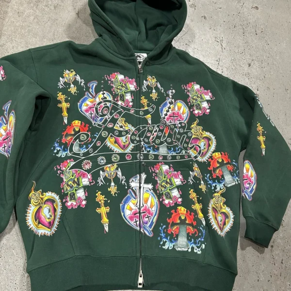Pull à Capuche Rétro Américain pour Homme et Femme, Amoureux, Dieu Paresseux, Vent, Imprimé, Manches sulf, Fermeture Éclair, Torsadé – Image 6