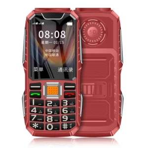 Téléphone portable robuste à bouton poussoir, 2.4 pouces, double Sim, Bluetooth, double lampe de poche, MP3 FM, grand klaxon, 2400MAH, anti-poussière, antichoc