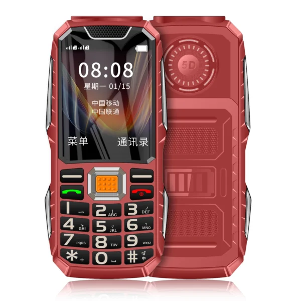 Téléphone portable robuste à bouton poussoir, 2.4 pouces, double Sim, Bluetooth, double lampe de poche, MP3 FM, grand klaxon, 2400MAH, anti-poussière, antichoc
