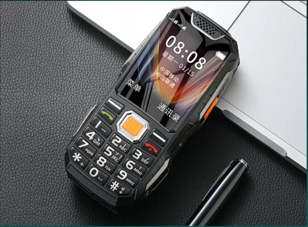 Téléphone portable robuste à bouton poussoir, 2.4 pouces, double Sim, Bluetooth, double lampe de poche, MP3 FM, grand klaxon, 2400MAH, anti-poussière, antichoc – Image 5