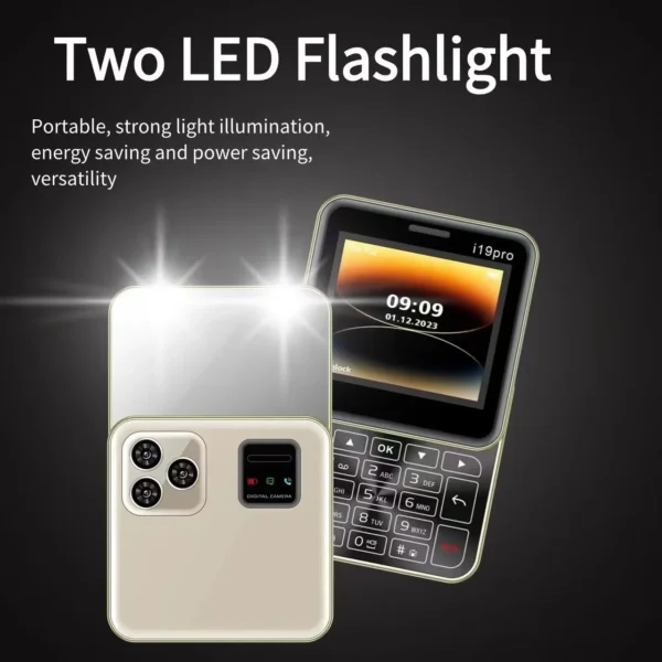 I19 Pro rotation téléphone portable 2.4 "double Sim MP3 MP4 caméra double lampe de poche cadran de vitesse Senior sans fil FM Mini dame couverture téléphone portable – Image 6
